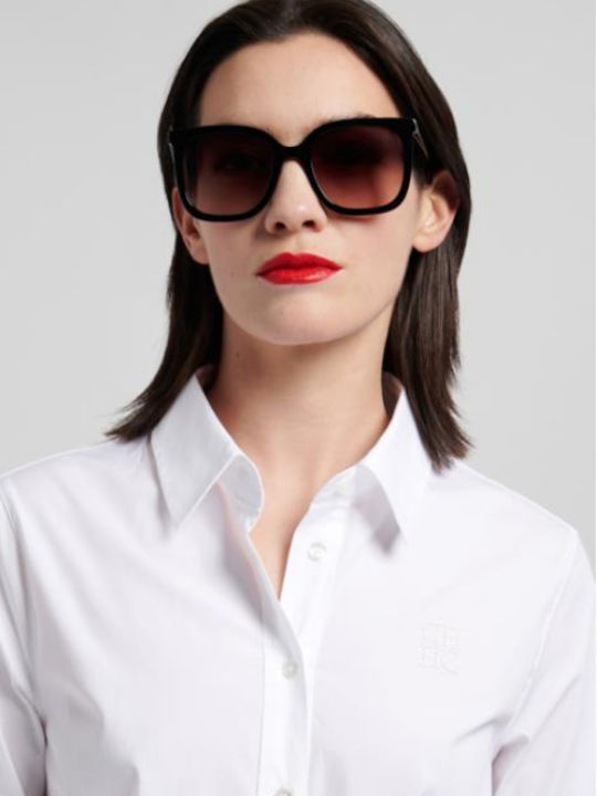 Carolina Herrera Her Unisex Ochelari De Soare Cu Ramă Neagră Din Plastic Și Lentilă Neagră