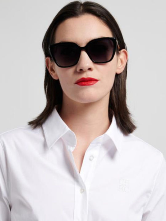 Carolina Herrera Unisex Sunglasses With Black Horn-Rimmed Frame And Grey Gradient Lens HER 0385/S 807/9O