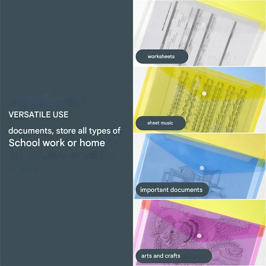 Hands Document Folder Set 30 Pcs A4 Size Plastic 33.5 X 23.5 Cm Clasp Closure Reusable Multicolor