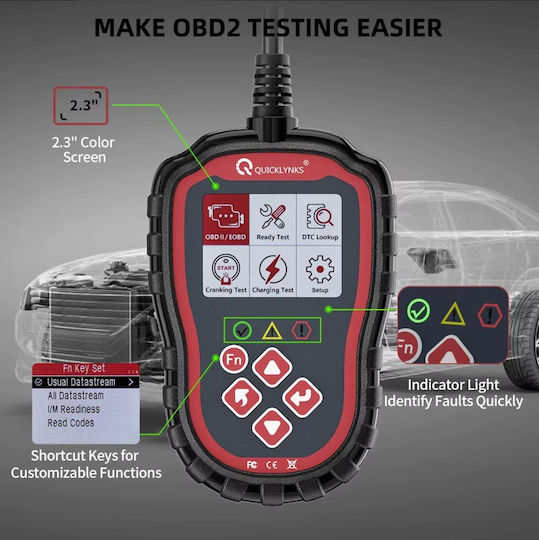 Instrument de diagnostic auto cu ecran OBD 2 cu cablu