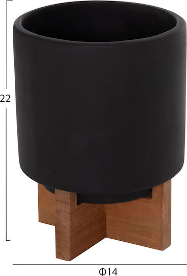 HomeMarkt Set of 3 Wooden Flower Pots Black 18cm