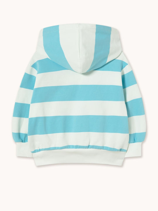 Kinderstrickjacke mit Kapuze Cyan