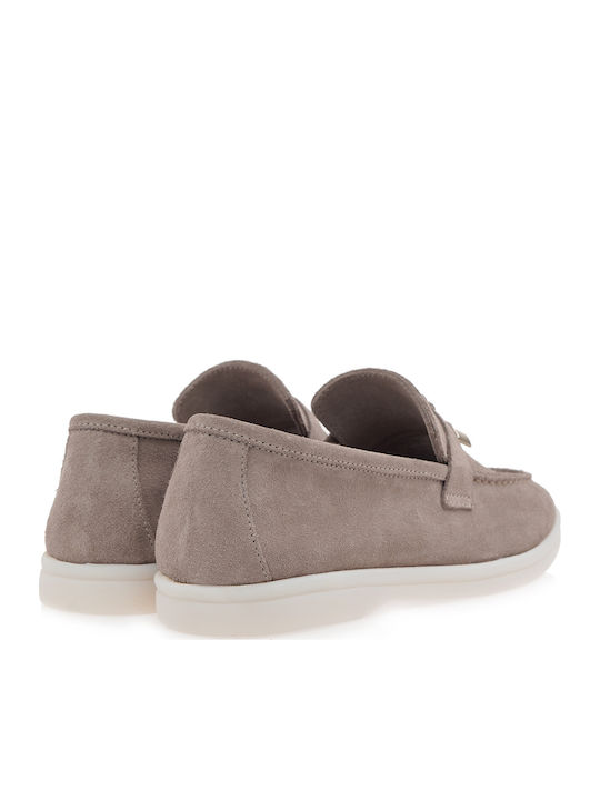 Δερμάτινα Γυναικεία Loafers σε Μπεζ Χρώμα
