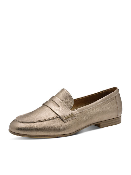 Leather Women's Moccasins in Gold Color