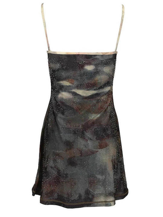 Summer Mini Evening Dress Open Back with Mesh Blue