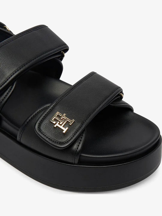 Δερμάτινα Γυναικεία Σανδάλια Sporty Μαύρα