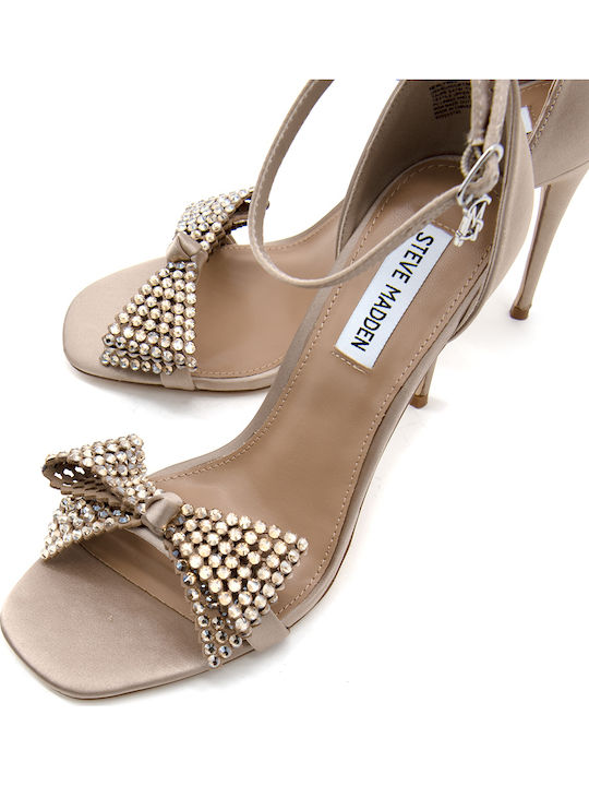Fabric Sandals with Strass Brown