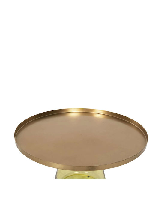 Round Central Coffee Table Glass Green Gold M76xP76xH43.5cm