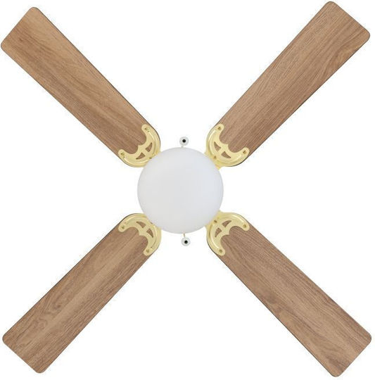 Eglo Fortaleza Ventilator De Tavan 106.6cm Cu Lumină Maro / Auriu