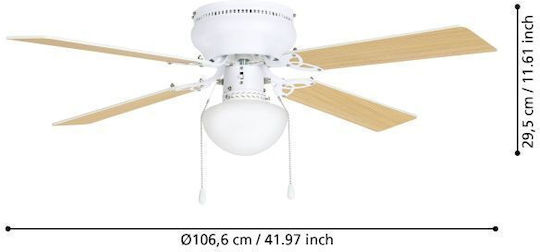 Eglo Cagliari Ανεμιστήρας Οροφής 106.6cm με Φως Λευκός
