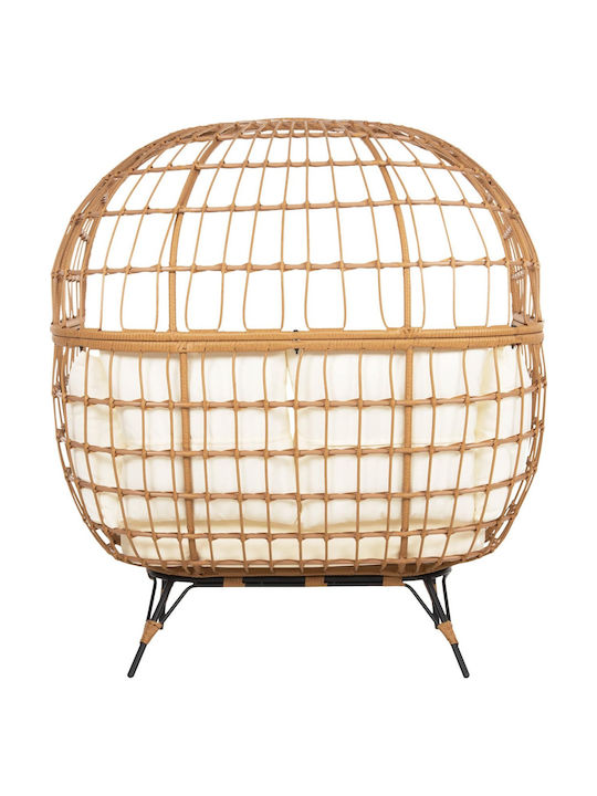Διθέσιος Καναπές Εξωτερικού Χώρου Rattan με Μαξιλάρια 132.5x90x154cm