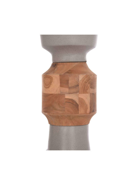 Decorative Floor Vase Fb94661.03 Fiber Cement Gray--Teak Wood Φ60x115cm