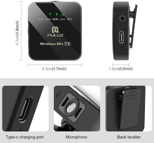 PU646B Електрет Микрофон с USB Type-C Изскачащо Меню