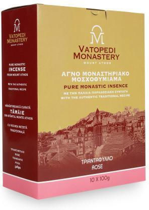 Pure Incense of Mount Athos Old Traditional Recipe 10 X 100g Authentic Product of Vatopedi Monastery Holy Great Monastery Vatopedi 28164 Rose