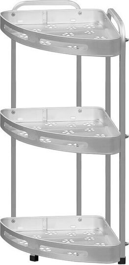 Ecke An der Wand montiert Badezimmerregal Metallisch 23.5x23.5x57.5cm Silber