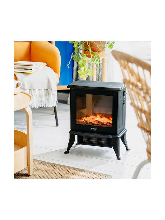 Adler Floor Electric Fireplace 1800W 38x24cm Black