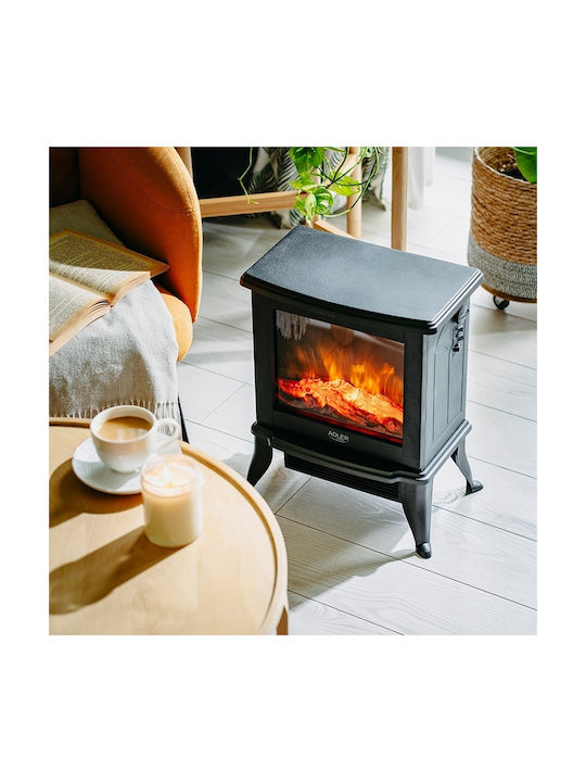 Adler Floor Electric Fireplace 1800W 38x24cm Black