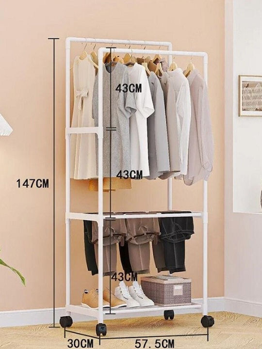Tradesor Wheeled Floor Garment Rack made of Metal 147cm
