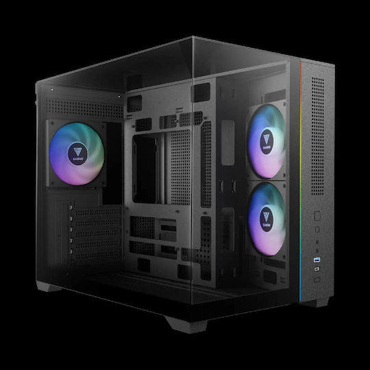 Gamdias Atlas M3M Gaming Micro Tower Κουτί Υπολογιστή με Πλαϊνό Παράθυρο Μαύρο