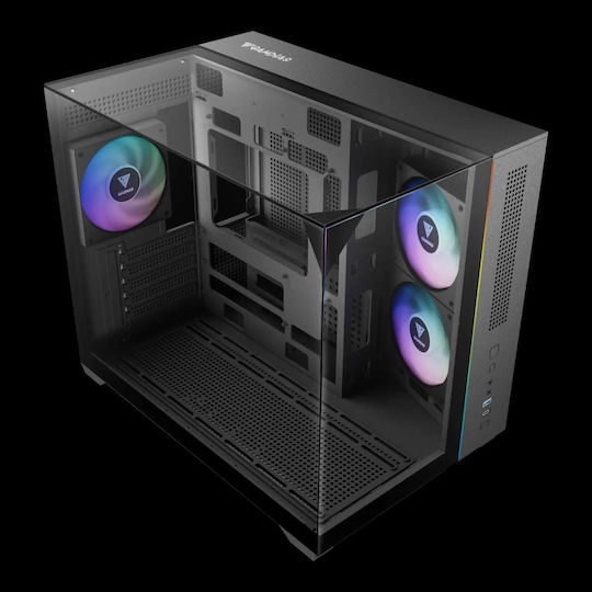 Gamdias Atlas M3M Gaming Micro Tower Κουτί Υπολογιστή με Πλαϊνό Παράθυρο Μαύρο