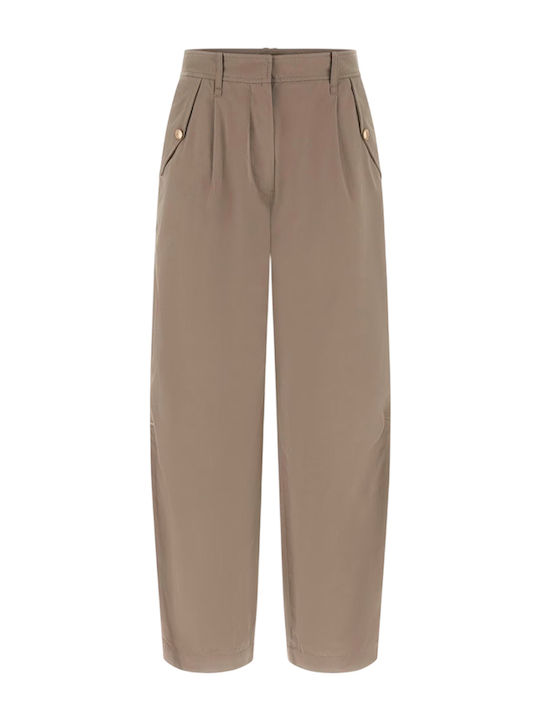Women's Fabric Trousers Carrot Fit Brown
