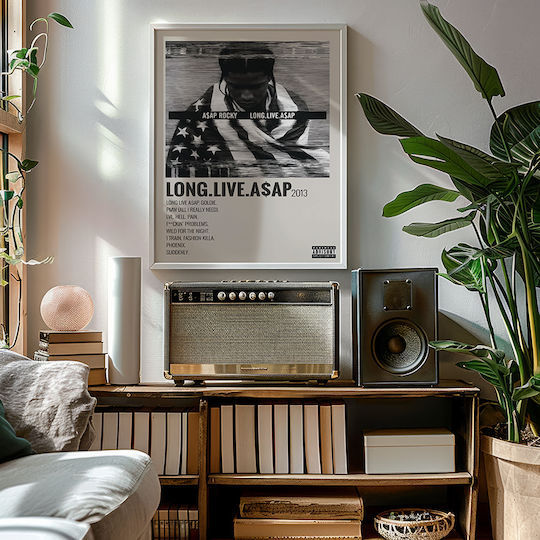 Music Poster Long.live.a$ap A$ap Rocky Ms549 30cm X 40cm Κορνίζα Καφέ Ξύλου