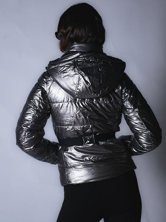 Lungă Jachetă de femei Puffer Waterproof Silver