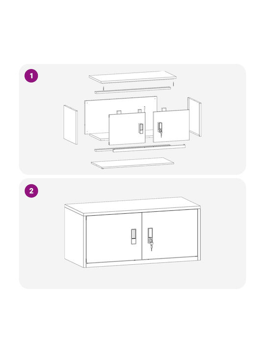 Ντουλάπι Γραφείου Μεταλλικό Μαύρο 90x40x40cm