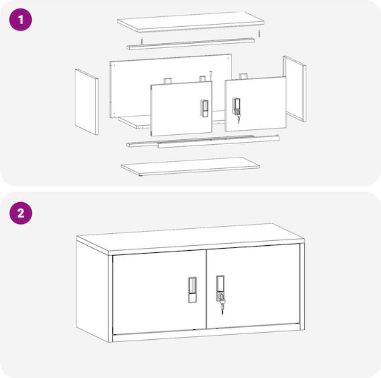 Ντουλάπι Γραφείου Μεταλλικό Μαύρο 90x40x40cm