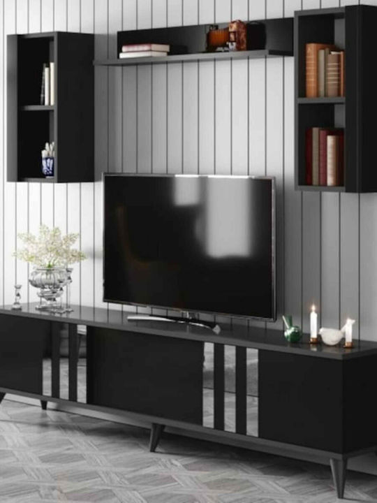 Modern Luxury TV Unit 4 Pieces Black 180 Cm