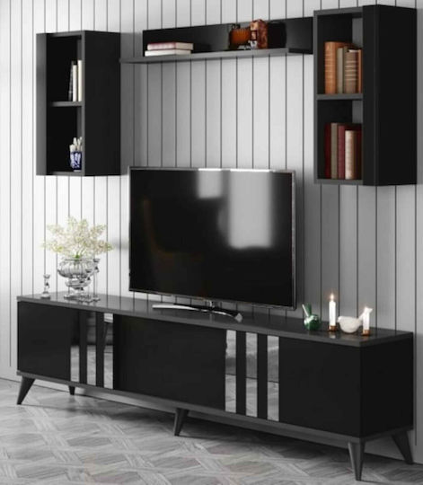 Modern Luxury TV Unit 4 Pieces Black 180 Cm