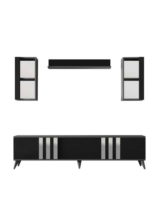 Modern Luxury TV Unit 4 Pieces Black 180 Cm