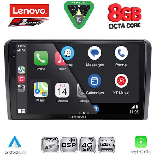 Lenovo Ηχοσύστημα Αυτοκινήτου για Audi A4 2008-2015 (Bluetooth/USB/WiFi/GPS/Apple-Carplay/Android-Auto) με Οθόνη Αφής 10"
