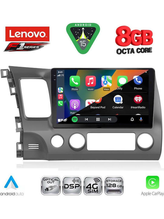 Lenovo Car Audio System for Honda Civic 2006-2012 (Bluetooth/USB/WiFi/GPS/Apple-Carplay/Android-Auto) with Touch Screen 10"