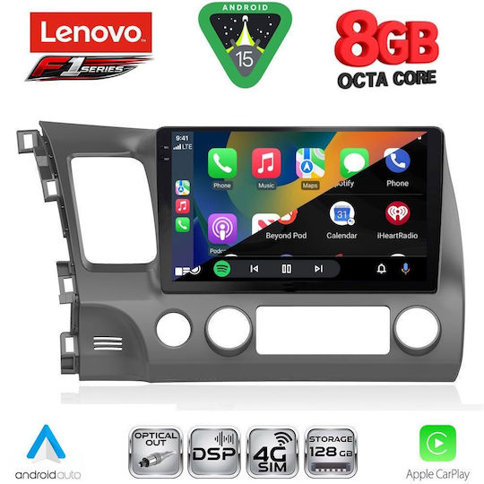 Lenovo Car Audio System for Honda Civic 2006-2012 (Bluetooth/USB/WiFi/GPS/Apple-Carplay/Android-Auto) with Touch Screen 10"