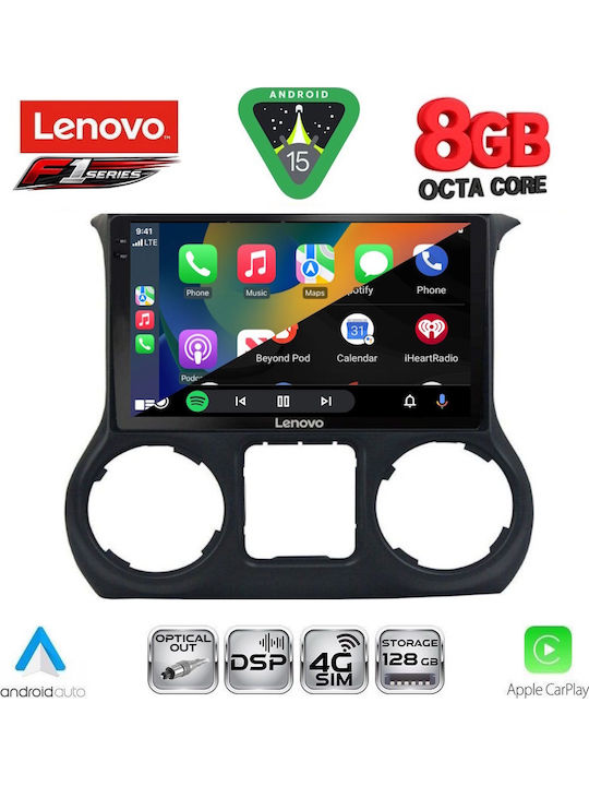 Lenovo Car Audio System for Jeep Wrangler 2011-2014 (Bluetooth/USB/WiFi/GPS/Apple-Carplay/Android-Auto) with Touch Screen 10"