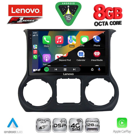 Lenovo Ηχοσύστημα Αυτοκινήτου για Jeep Wrangler 2014-2017 (Bluetooth/USB/WiFi/GPS/Apple-Carplay/Android-Auto) με Οθόνη Αφής 10"