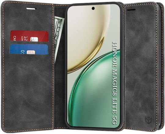 Wallet Δερματίνης / Δερμάτινο Μαύρο (Honor Magic8 Lite, SKYDDAR INNOVATION)