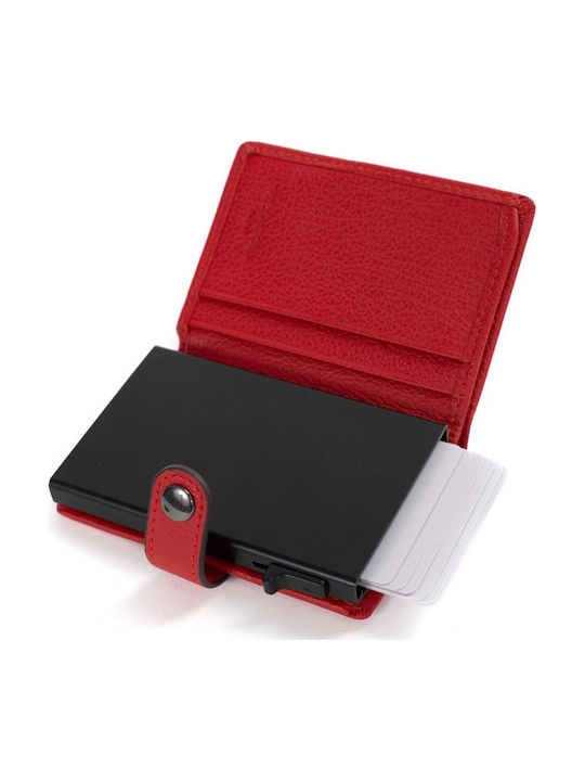 Leather Men's Wallet Classic with RFID and Slide Mechanism Red