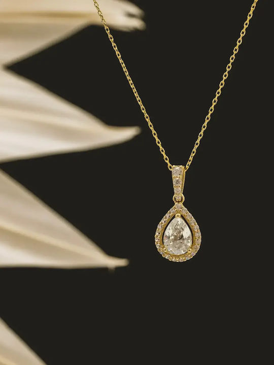 Necklace Rosette from Gold 14K with Zircon