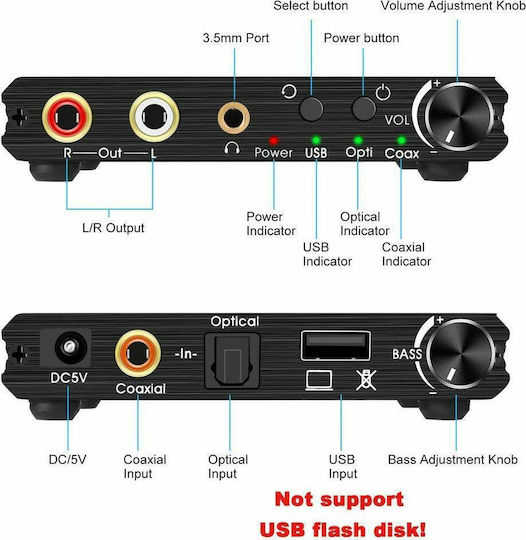 Конвертор Коаксиален / Toslink / USB-A / RCA / 3.5mm / DC женски към Коаксиален / Toslink / USB-A / RCA / 3.5mm / DC женски Син 1бр 5153