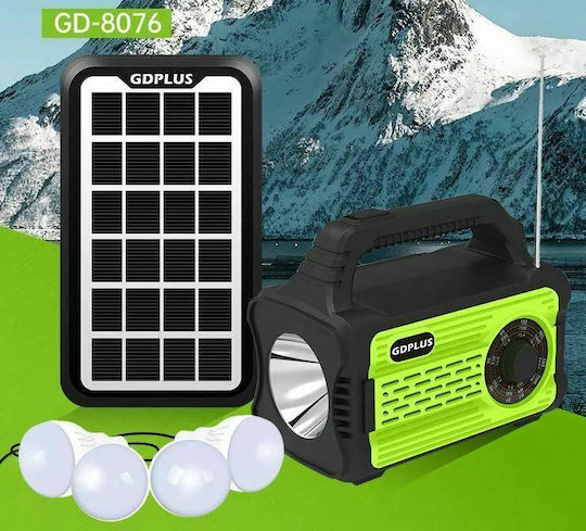 Autonomous Solar Lighting System with Light System , Radio , Flash Light & Charger GD-8076