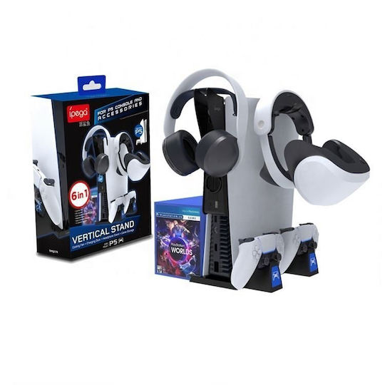 iPega PG-P5037 6 in 1 Multifunctional Charging Station for 2 controllers PS5 Black