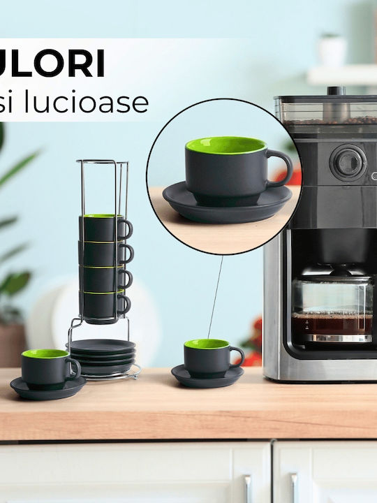 Miamio Le Papillon Σετ Φλιτζάνια Espresso Κεραμικά Πράσινα 75ml 6τμχ