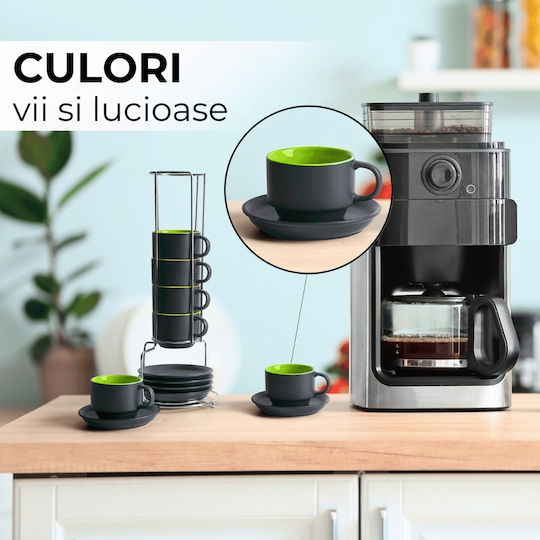Miamio Le Papillon Set Căni Espresso De ceramică Verzi 75ml 6buc