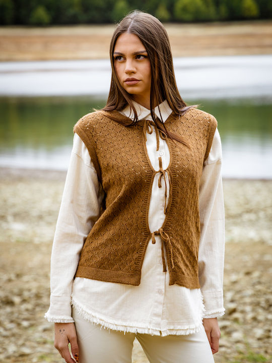 Women's Sleeveless Brown Tunic