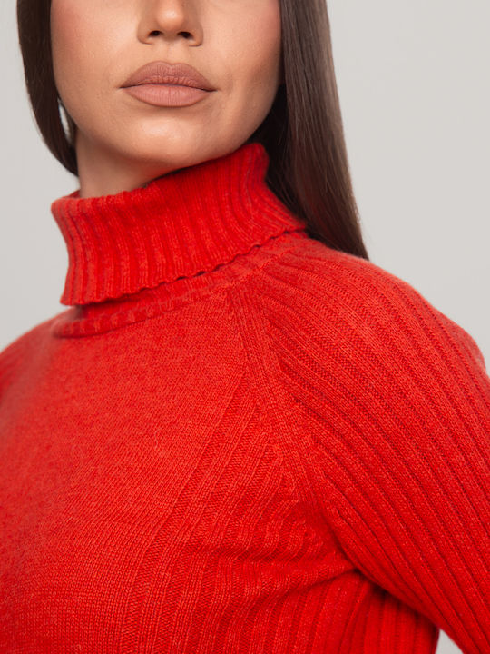 Damen Bluse Rollkragenpullover Coral