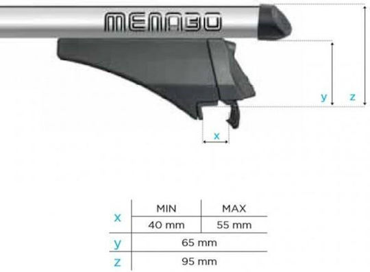 Menabo Aluminum Car Roof Bars Tiger XL Silver 131.5 cm Silver Color BMW X1 E84 5 Doors 2012>2015 Flush or Raised Rails 2 Pieces 8500/mb Menabo Mp.8500/mb-19