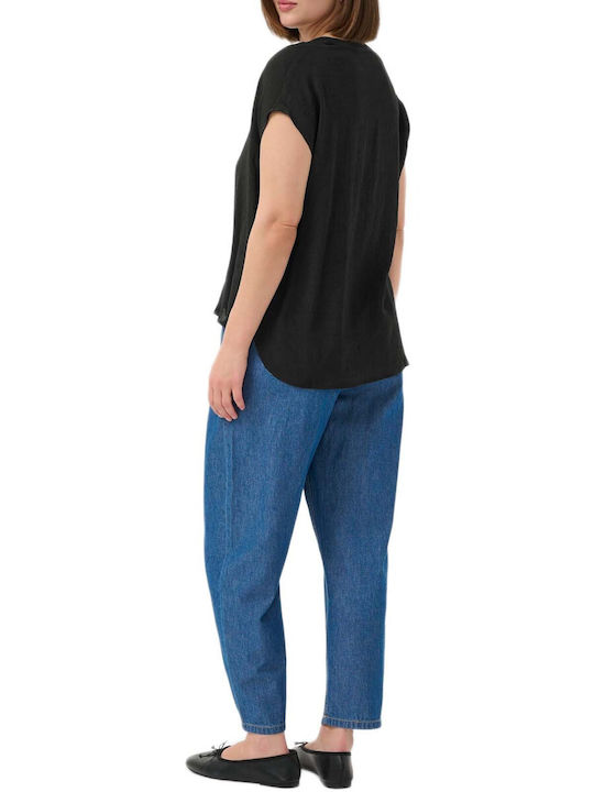 Women's Blouse with V Neckline Black