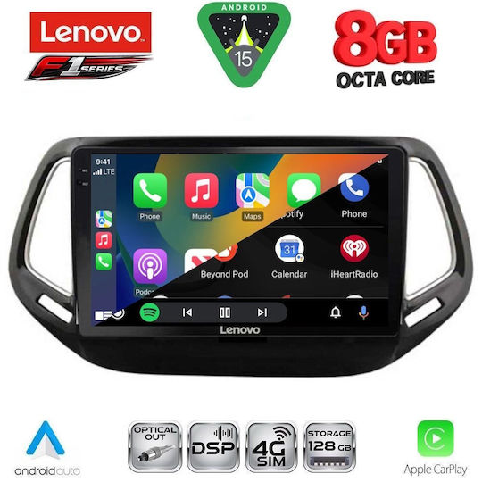 Lenovo Ηχοσύστημα Αυτοκινήτου για Jeep Compass 2016-2021 (Bluetooth/USB/WiFi/GPS/Apple-Carplay/Android-Auto) με Οθόνη Αφής 10"